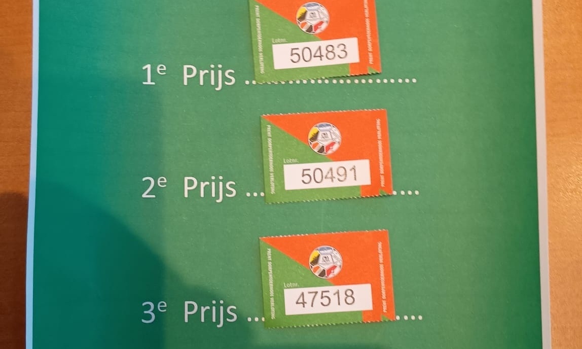 Uitslag verloting SCN 14 augustus.