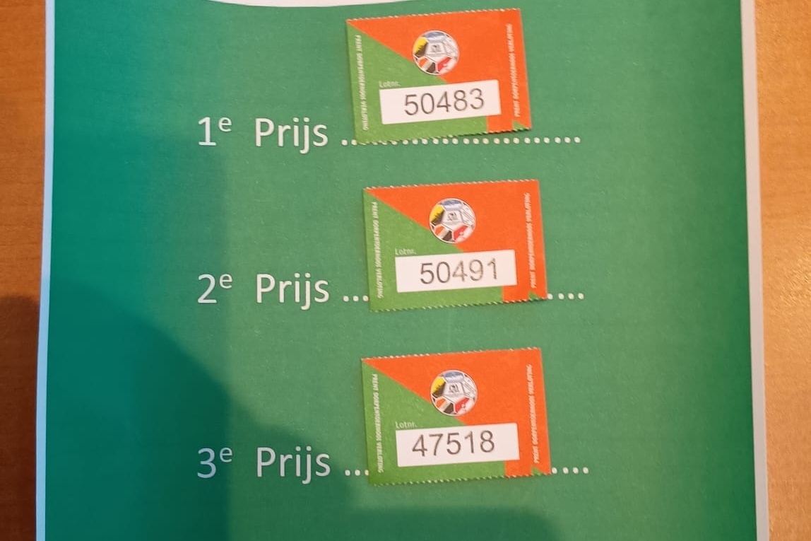 Uitslag verloting SCN 14 augustus.