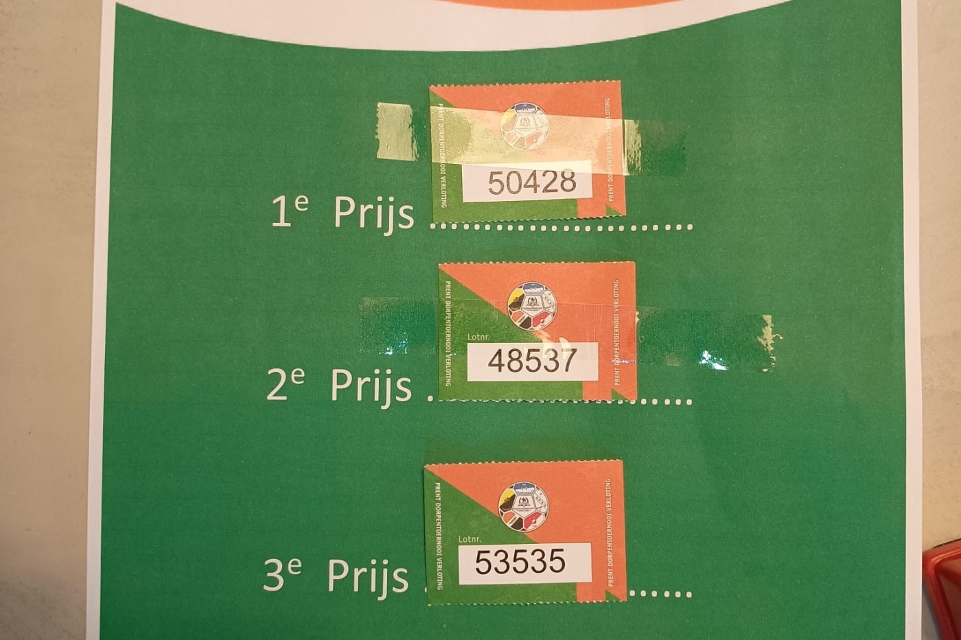 Uitslag verloting FC Hollandscheveld 15 augustus.